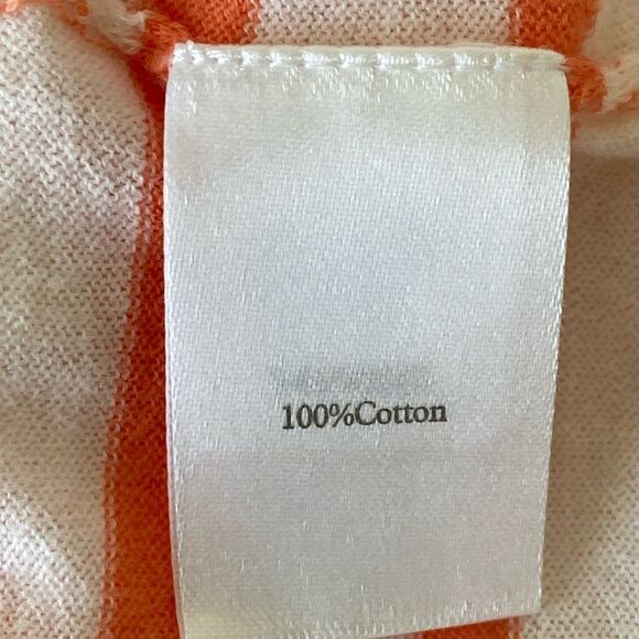 Pure Collection Striped Cotton Cardigan Sweater Orange Stripe Sz 8 Nautical - Picture 7 of 10